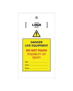 Your Logo Branded Lockout Tag - Single Sided Danger Live Equipment Do Not Touch (Pack 10)