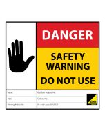  Gas Safe Lockout Sticker - Danger Do Not Use 150 x 141 mm